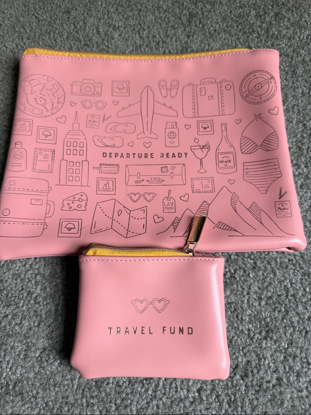 Elum Pink Travel Pouch Set - 'Departure Ready' & Travel Fund